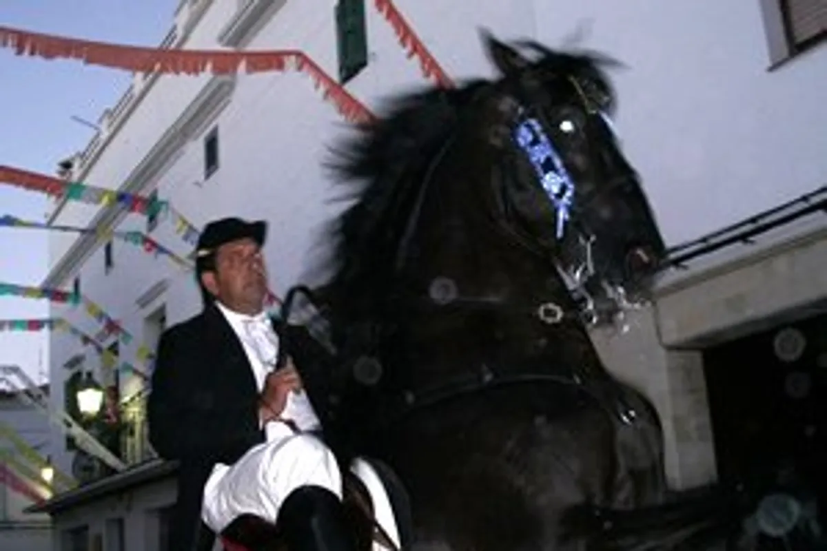 Caballos encabritándose entre la multitud en Sant Joan de Ciutadella